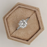 3.20 Carat Round Brilliant Lab Grown Diamond Engagement Ring, 14K White Gold, With Side Tapered Diamonds image 2